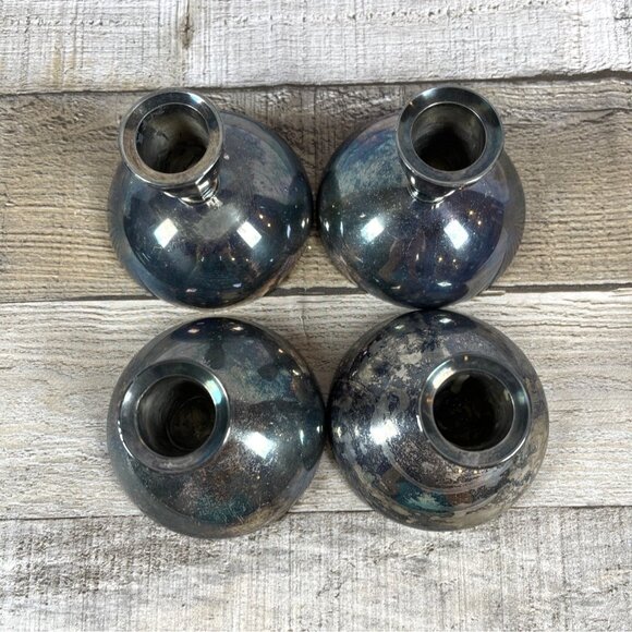 Oneida Silversmiths Silver Plated Art Deco MCM Candle Holders Set of 4 Vintage - Picture 2 of 13
